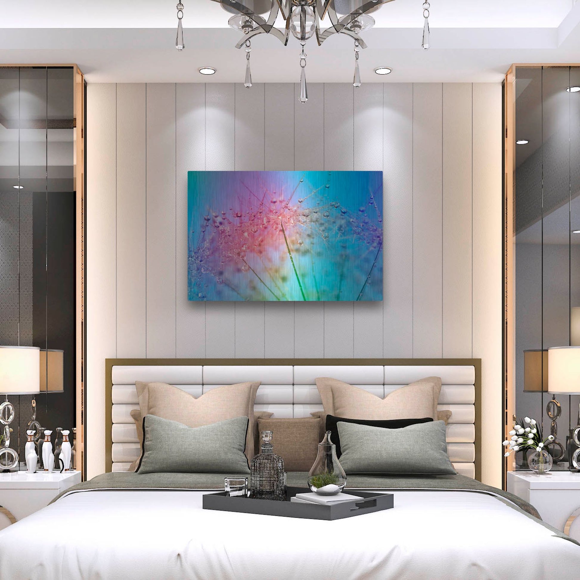 Luxe Metal Art 'Rainbow Droplets' by Cora Niele, Metal Wall Art,36x24