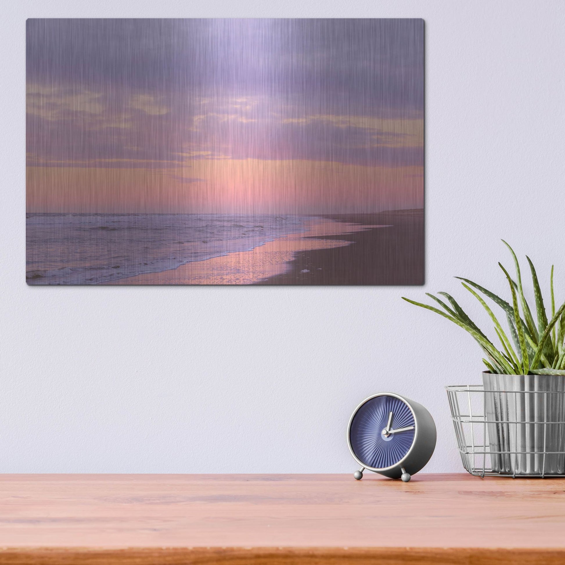 Luxe Metal Art 'After Sunset Beach' by Cora Niele, Metal Wall Art,16x12