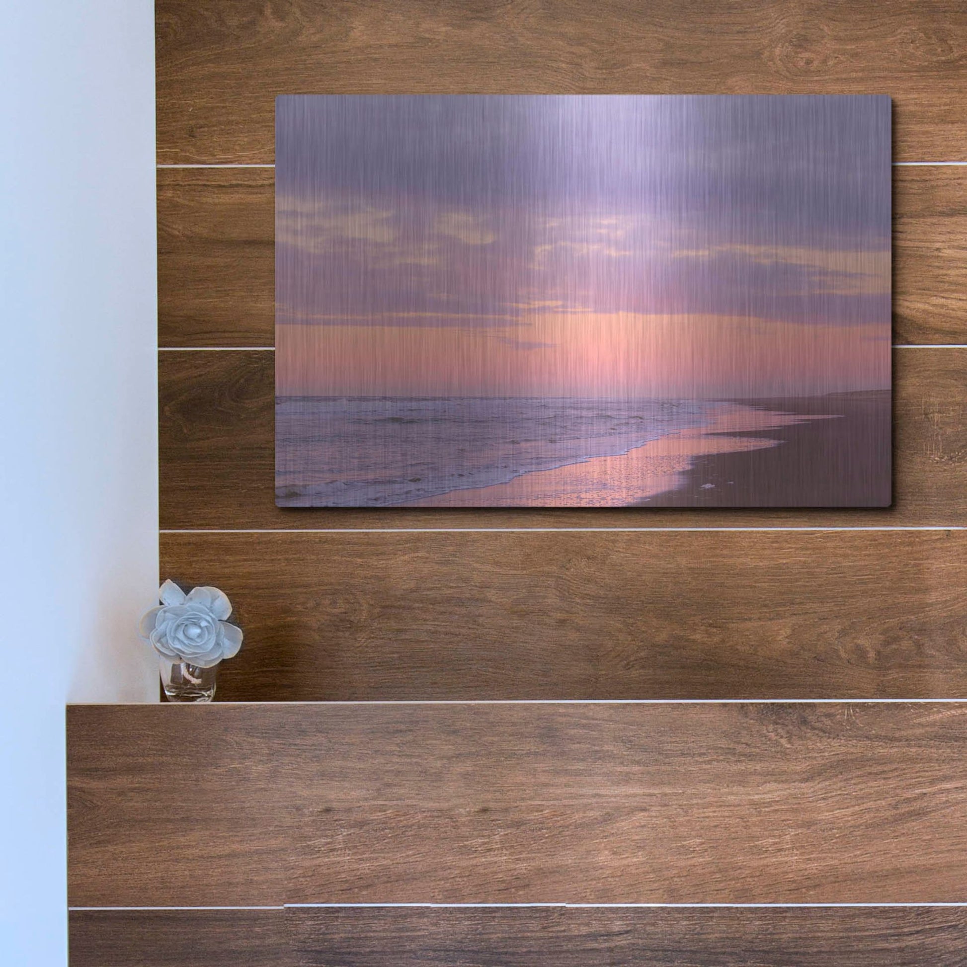 Luxe Metal Art 'After Sunset Beach' by Cora Niele, Metal Wall Art,16x12