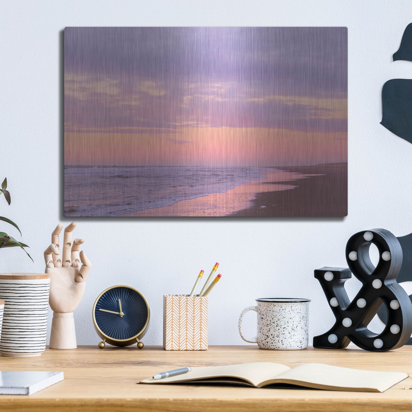 Luxe Metal Art 'After Sunset Beach' by Cora Niele, Metal Wall Art,16x12