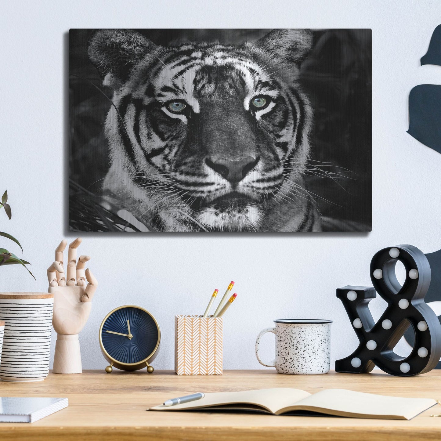 Luxe Metal Art 'The Observer Black & White' by Dana Brett Munach, Metal Wall Art,16x12