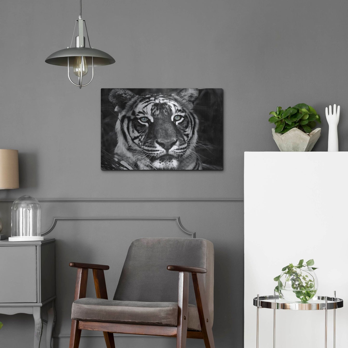 Luxe Metal Art 'The Observer Black & White' by Dana Brett Munach, Metal Wall Art,24x16