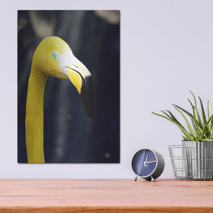 Luxe Metal Art 'Yellow Flamingo' by Dana Brett Munach, Metal Wall Art,12x16