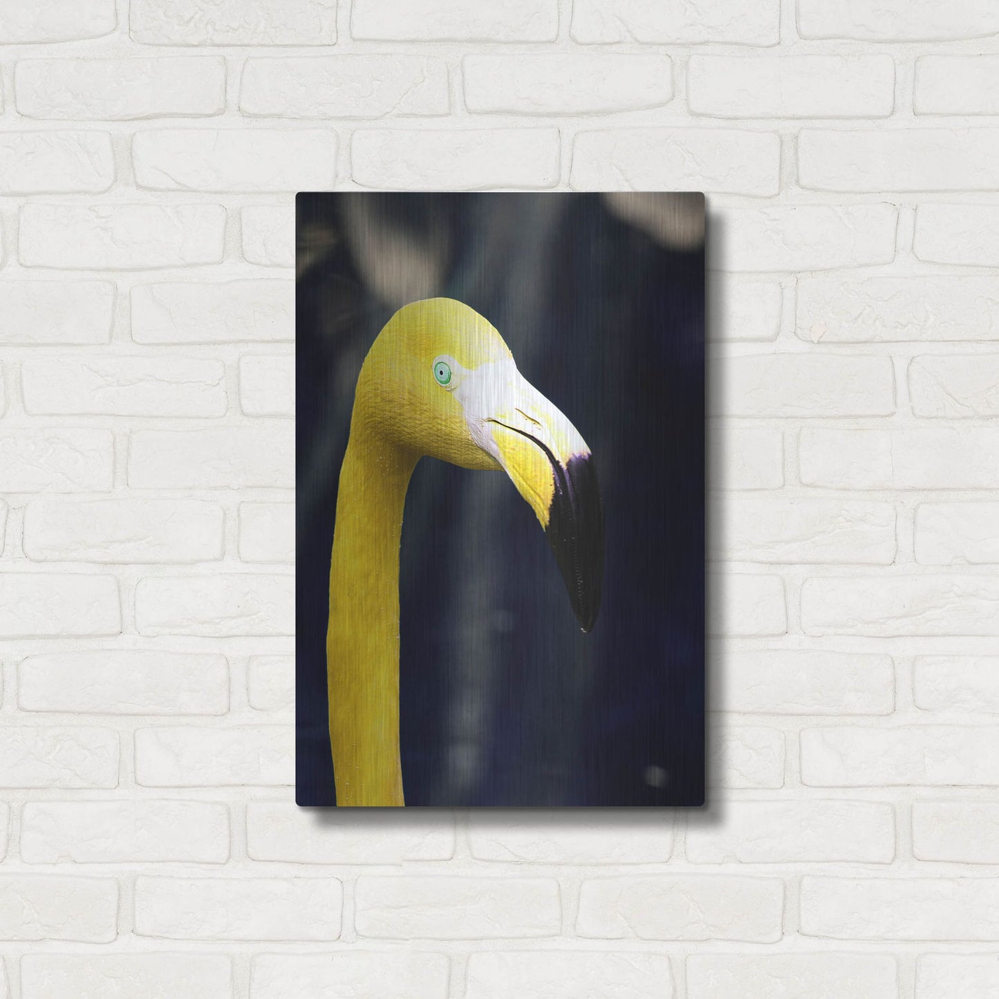 Luxe Metal Art 'Yellow Flamingo' by Dana Brett Munach, Metal Wall Art,16x24