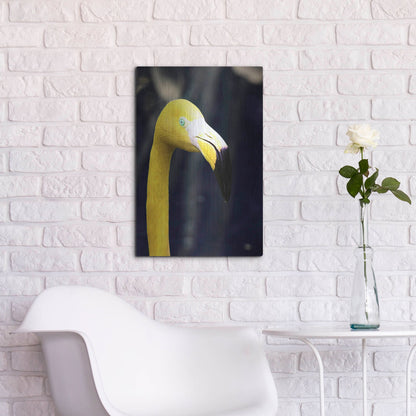 Luxe Metal Art 'Yellow Flamingo' by Dana Brett Munach, Metal Wall Art,16x24
