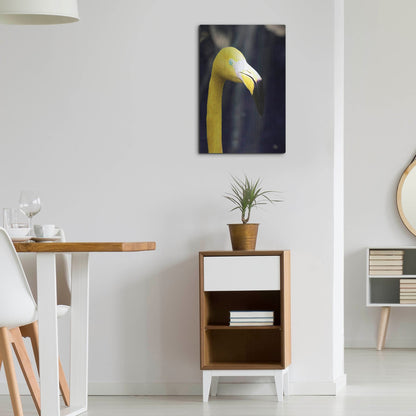 Luxe Metal Art 'Yellow Flamingo' by Dana Brett Munach, Metal Wall Art,16x24