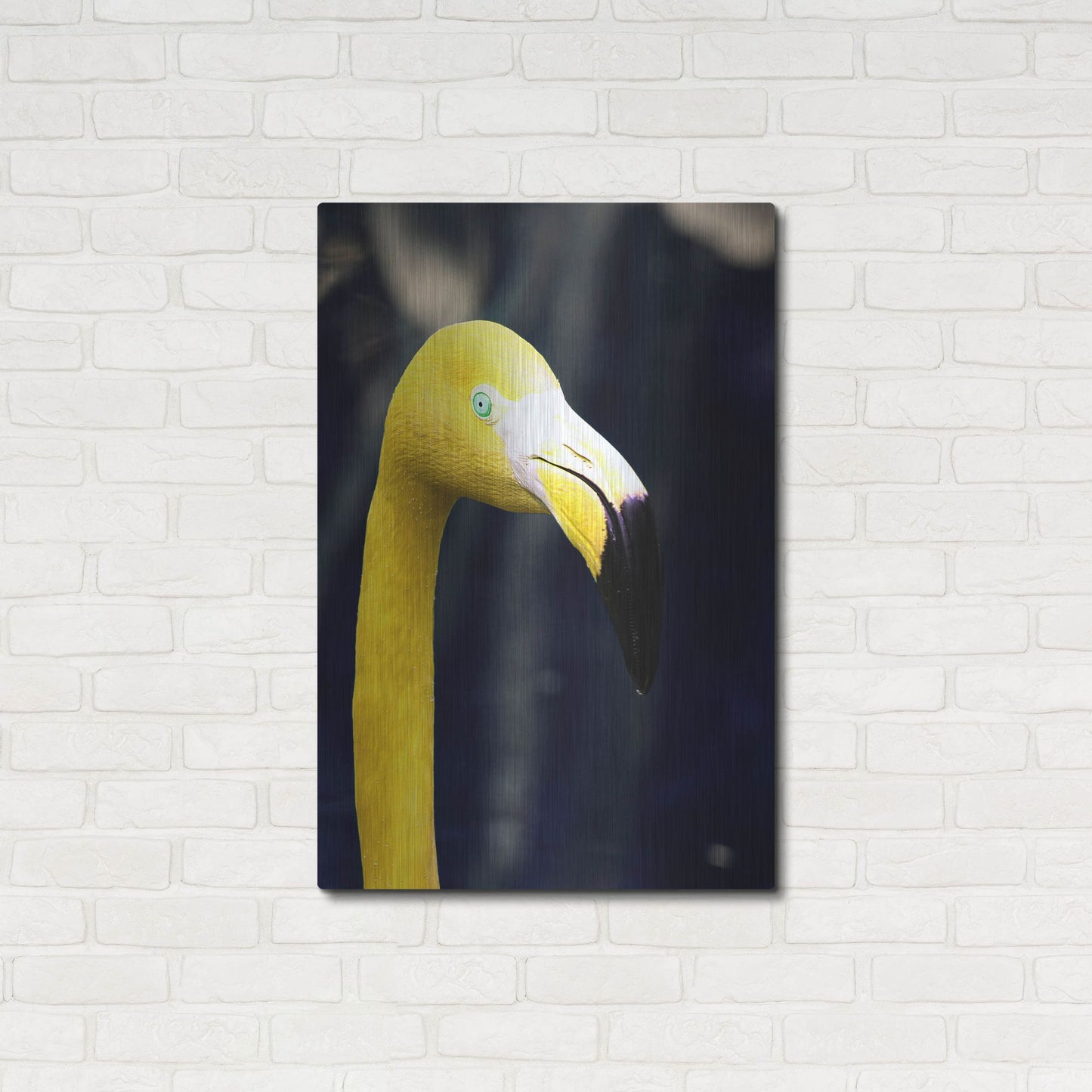Luxe Metal Art 'Yellow Flamingo' by Dana Brett Munach, Metal Wall Art,24x36
