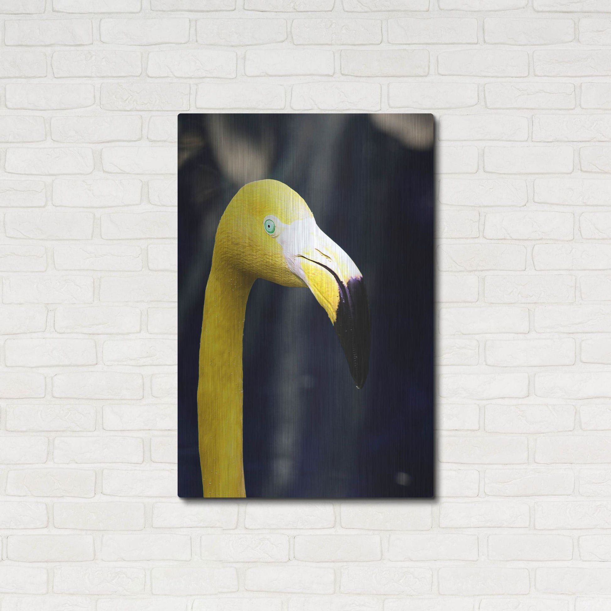 Luxe Metal Art 'Yellow Flamingo' by Dana Brett Munach, Metal Wall Art,24x36