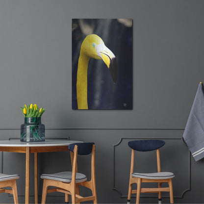 Luxe Metal Art 'Yellow Flamingo' by Dana Brett Munach, Metal Wall Art,24x36