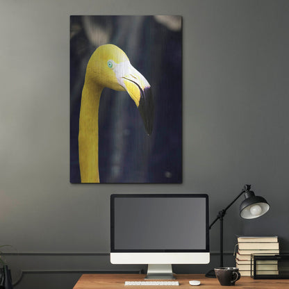 Luxe Metal Art 'Yellow Flamingo' by Dana Brett Munach, Metal Wall Art,24x36