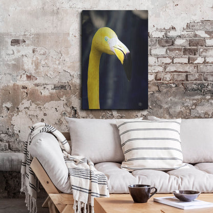 Luxe Metal Art 'Yellow Flamingo' by Dana Brett Munach, Metal Wall Art,24x36