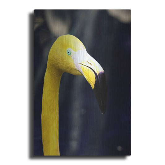 Luxe Metal Art 'Yellow Flamingo' by Dana Brett Munach, Metal Wall Art