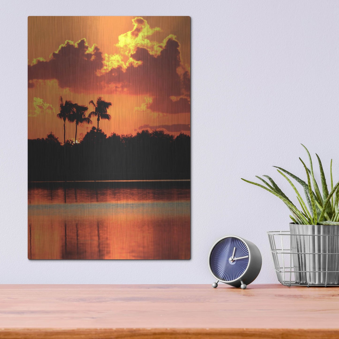 Luxe Metal Art 'Red Sky At Night' by Dana Brett Munach, Metal Wall Art,12x16