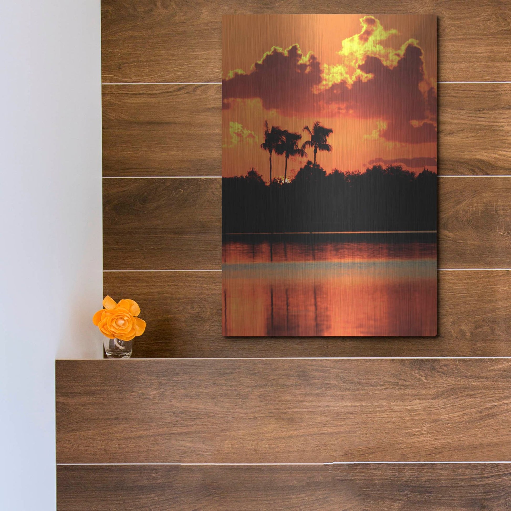 Luxe Metal Art 'Red Sky At Night' by Dana Brett Munach, Metal Wall Art,12x16