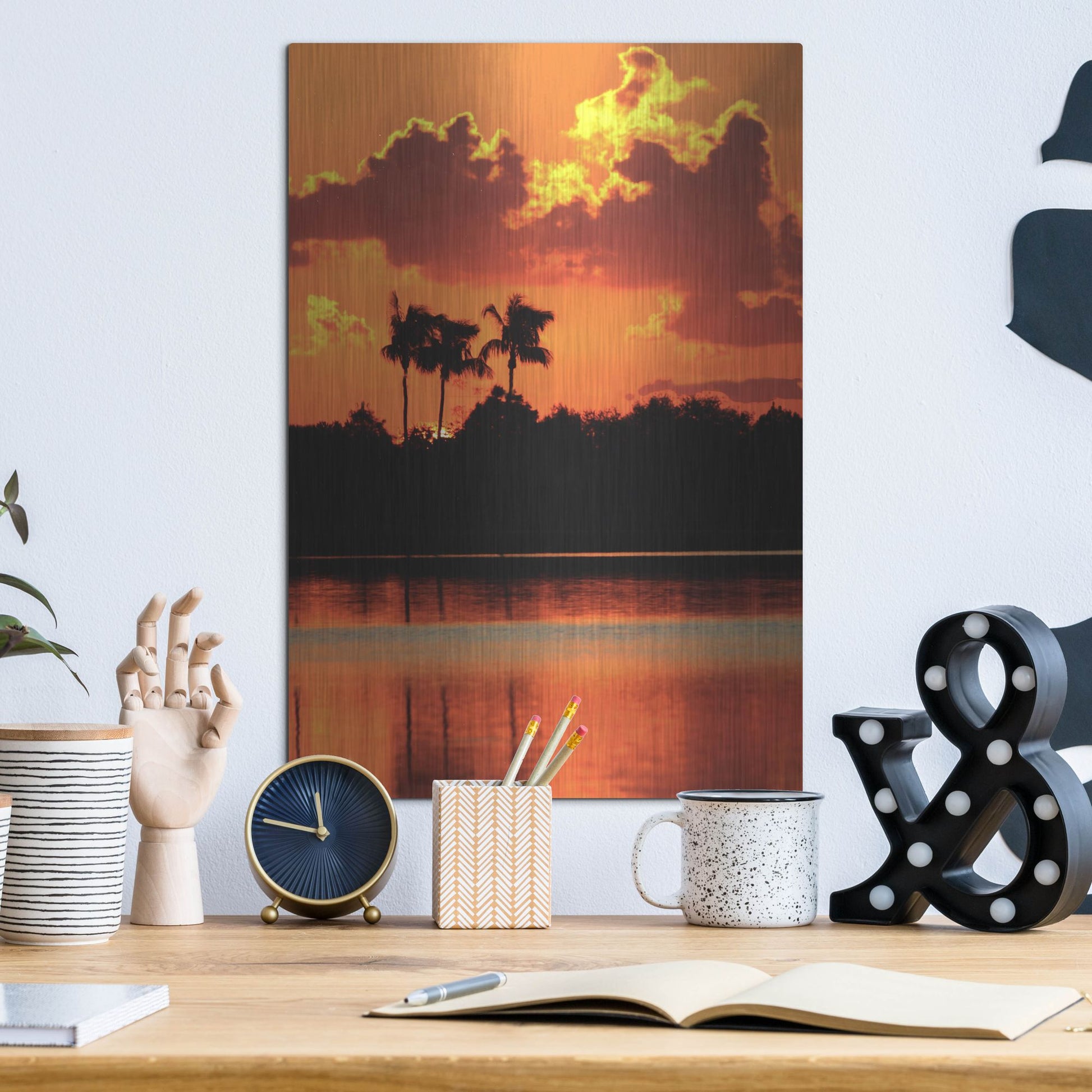 Luxe Metal Art 'Red Sky At Night' by Dana Brett Munach, Metal Wall Art,12x16