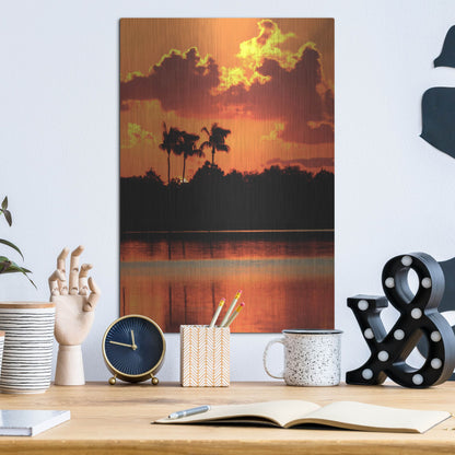 Luxe Metal Art 'Red Sky At Night' by Dana Brett Munach, Metal Wall Art,12x16