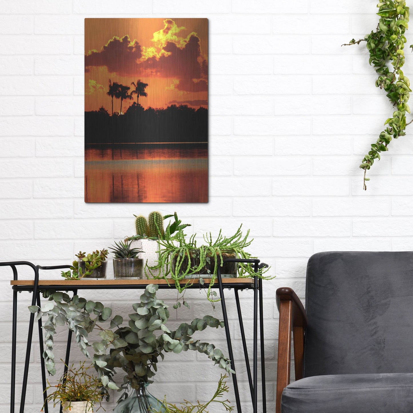 Luxe Metal Art 'Red Sky At Night' by Dana Brett Munach, Metal Wall Art,12x16