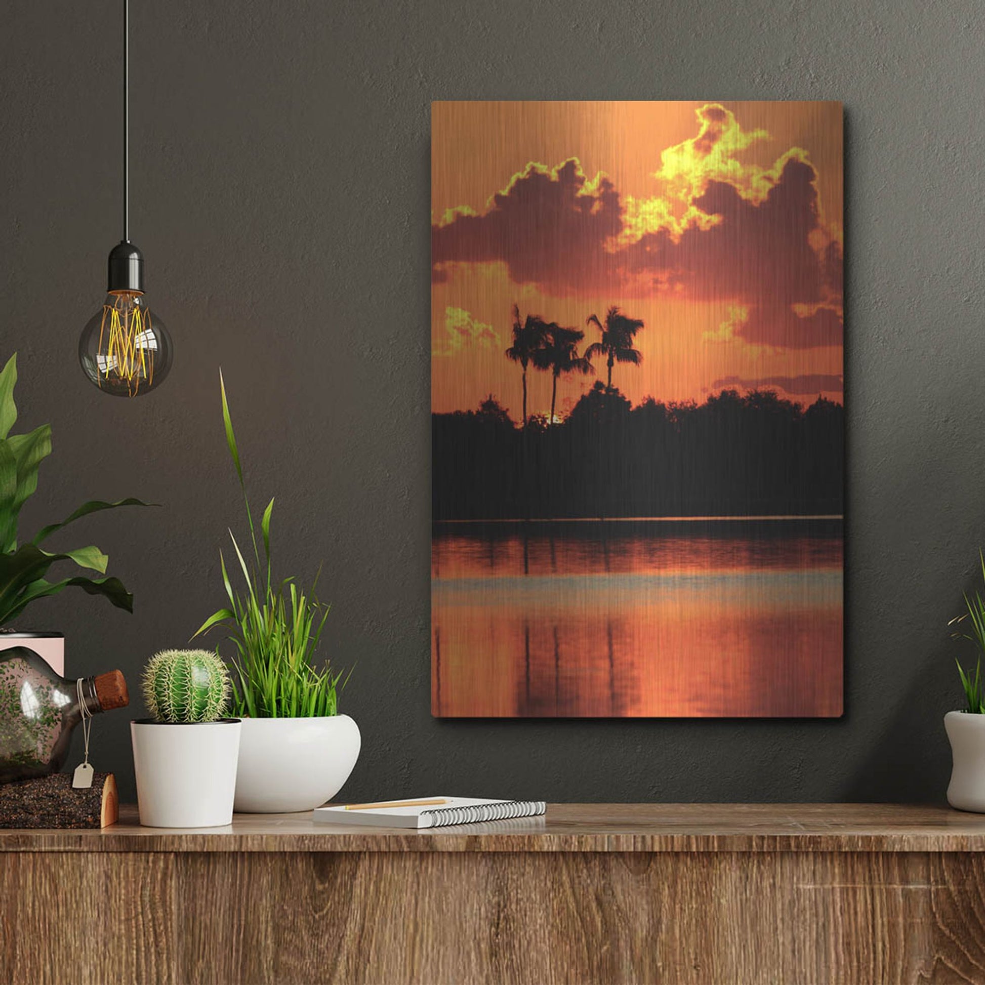 Luxe Metal Art 'Red Sky At Night' by Dana Brett Munach, Metal Wall Art,12x16