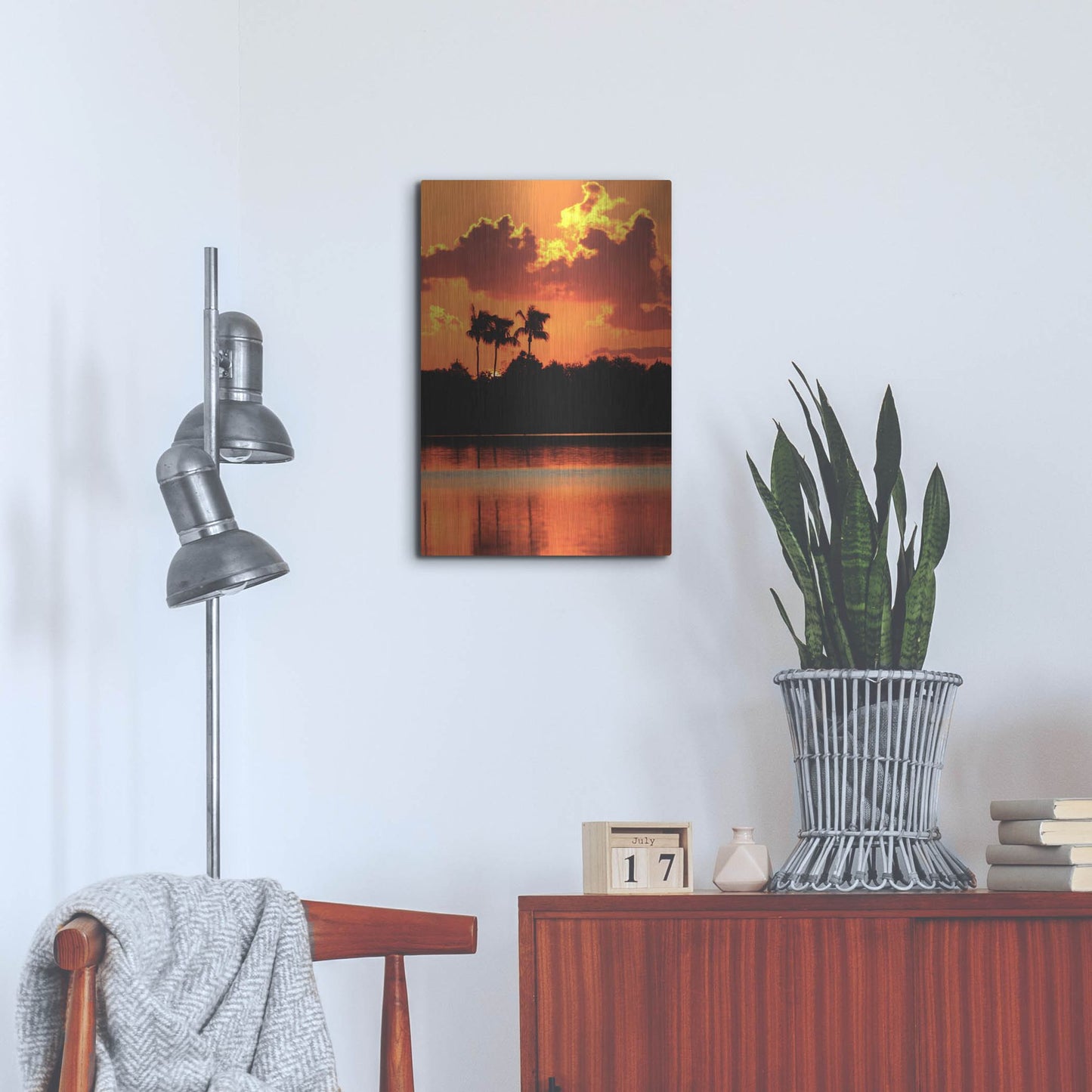 Luxe Metal Art 'Red Sky At Night' by Dana Brett Munach, Metal Wall Art,16x24