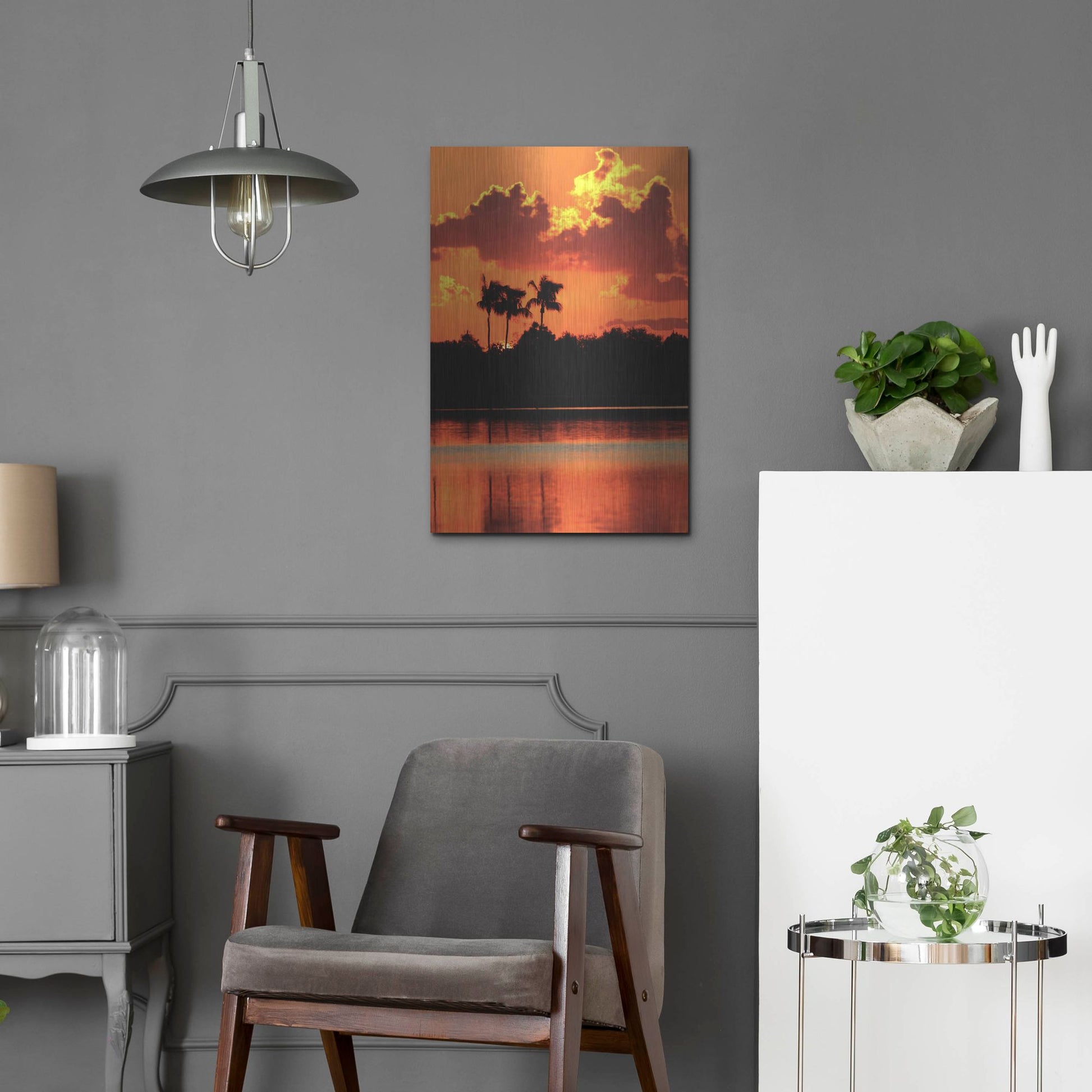 Luxe Metal Art 'Red Sky At Night' by Dana Brett Munach, Metal Wall Art,16x24