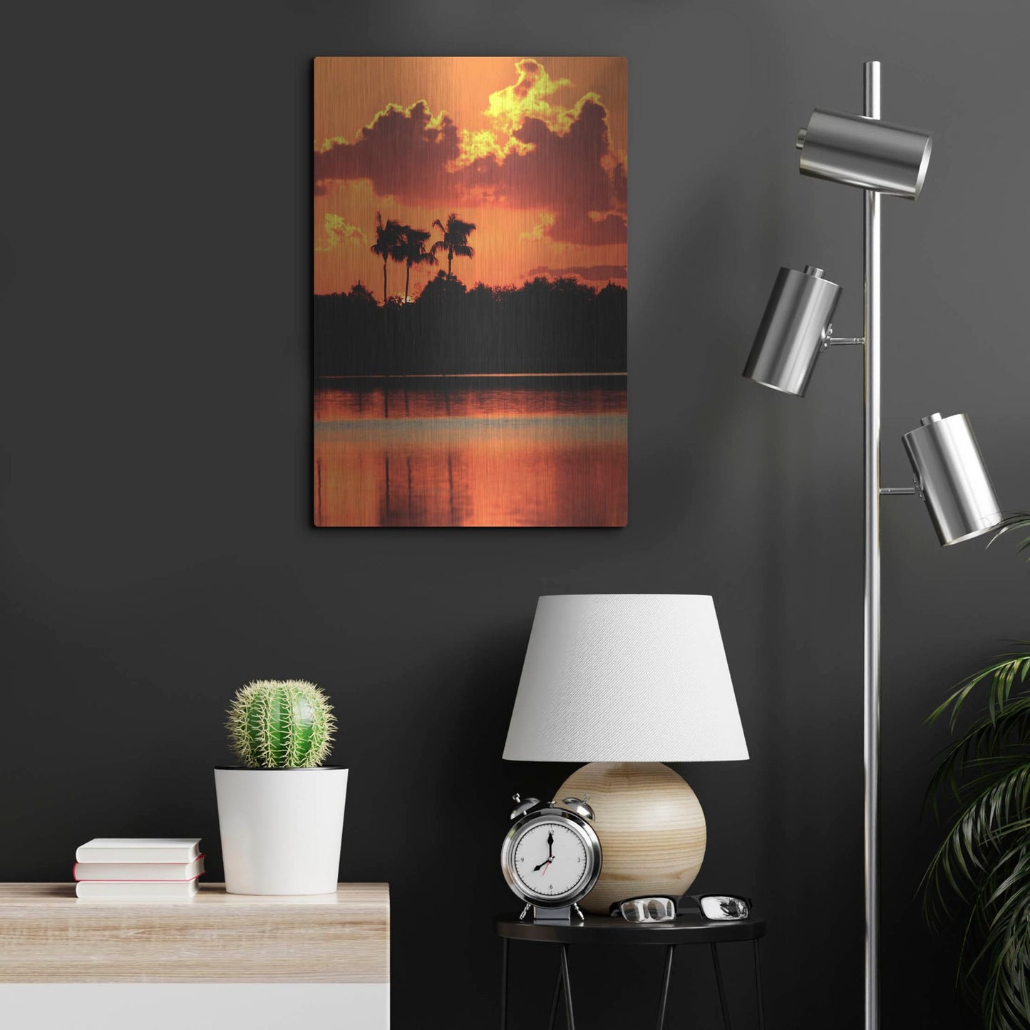 Luxe Metal Art 'Red Sky At Night' by Dana Brett Munach, Metal Wall Art,16x24