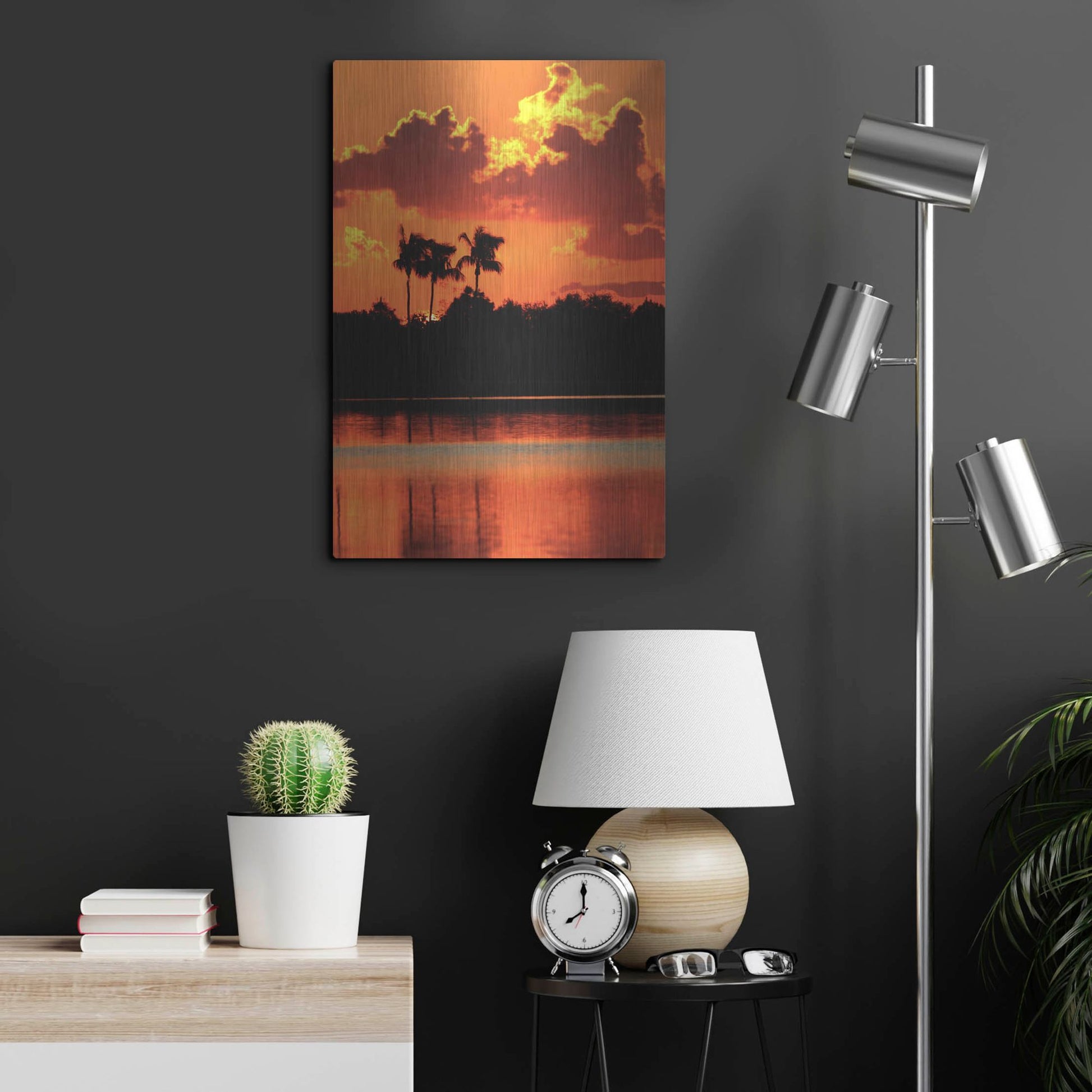 Luxe Metal Art 'Red Sky At Night' by Dana Brett Munach, Metal Wall Art,16x24