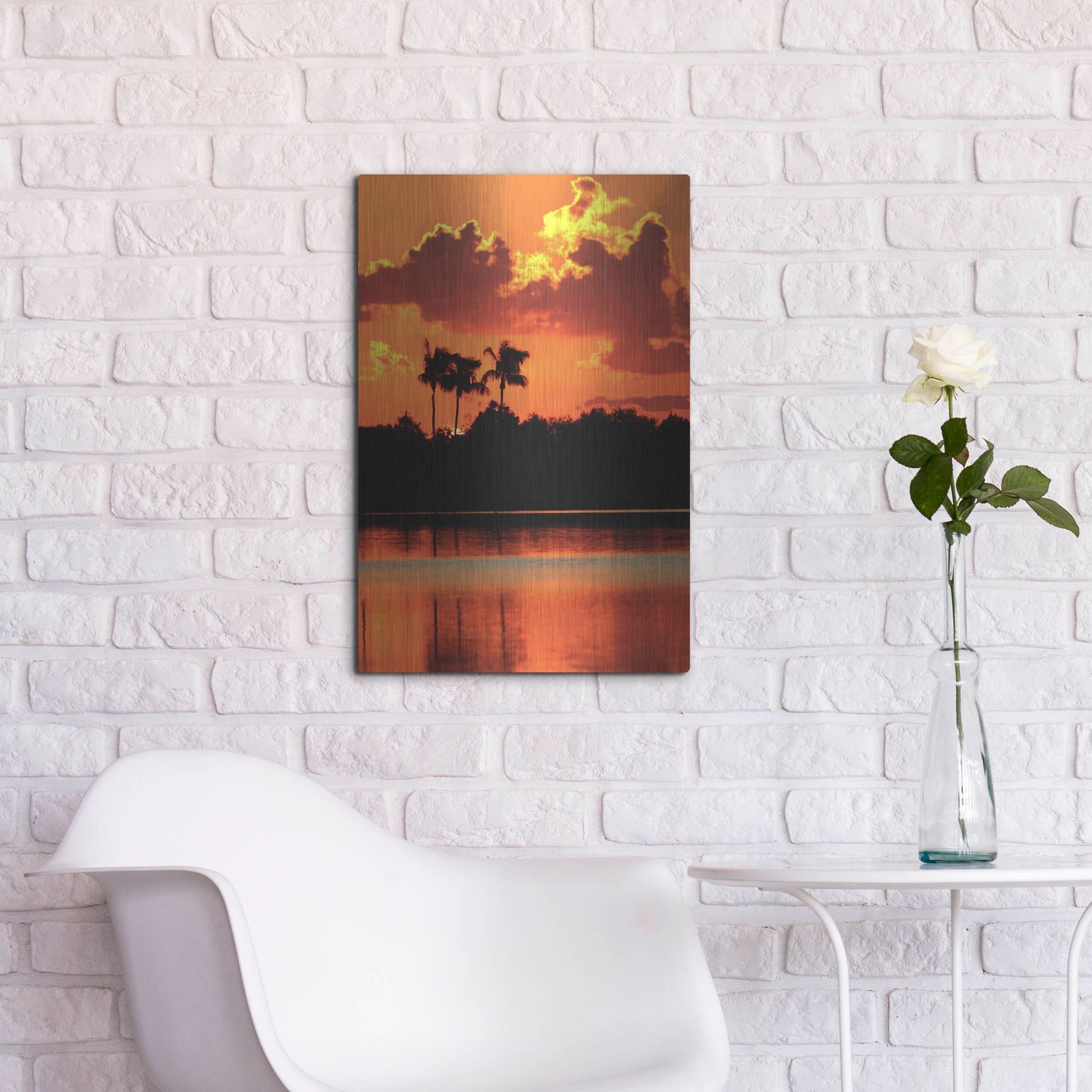 Luxe Metal Art 'Red Sky At Night' by Dana Brett Munach, Metal Wall Art,16x24