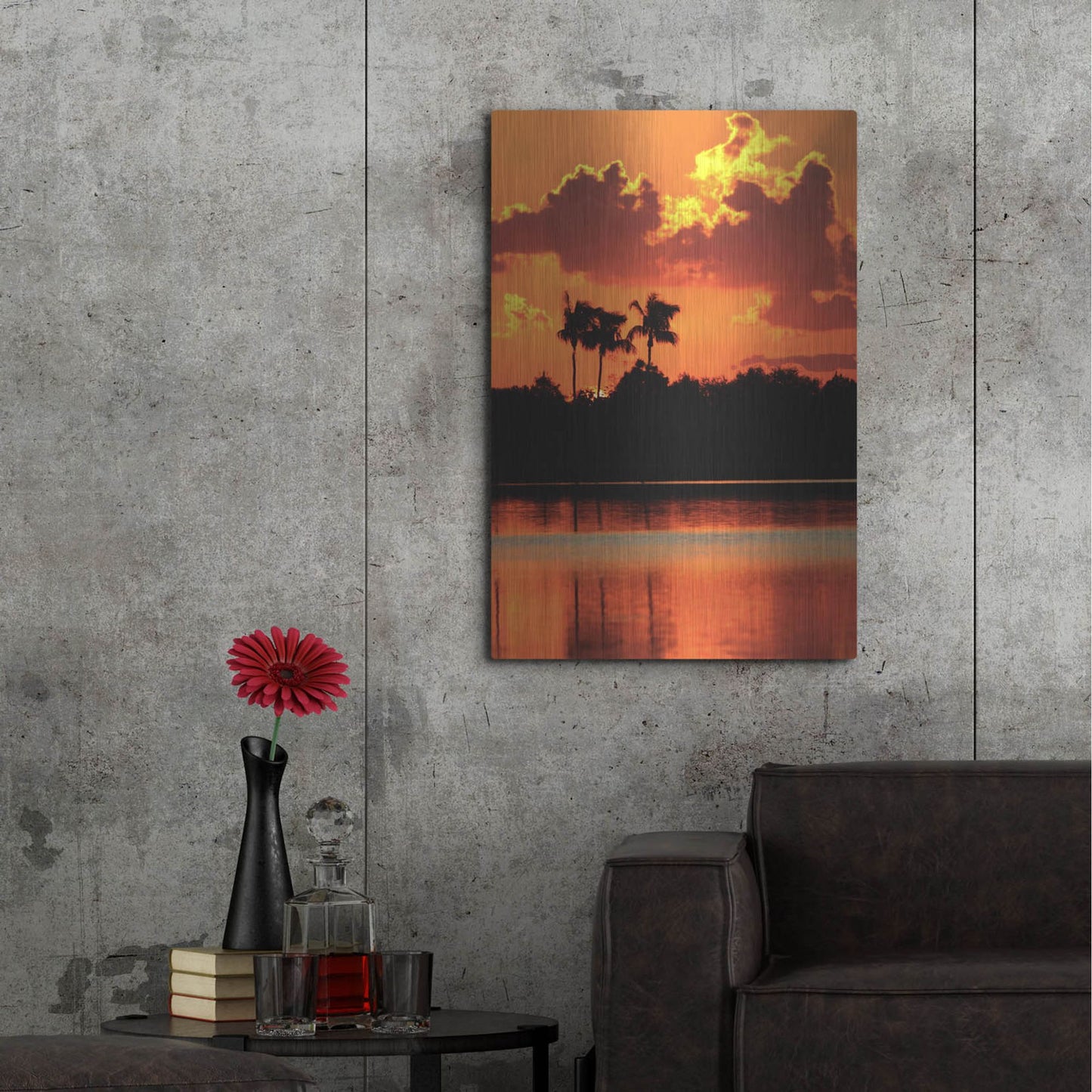 Luxe Metal Art 'Red Sky At Night' by Dana Brett Munach, Metal Wall Art,24x36