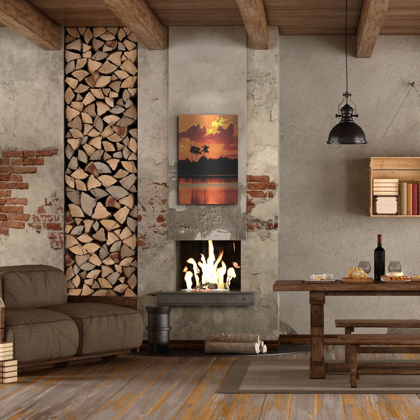 Luxe Metal Art 'Red Sky At Night' by Dana Brett Munach, Metal Wall Art,24x36