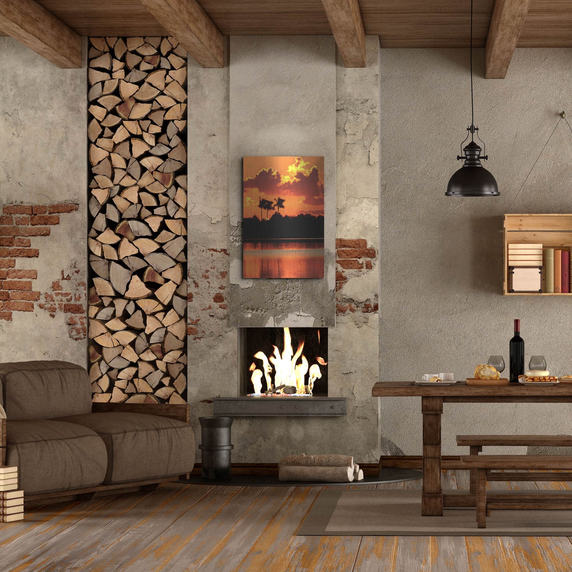 Luxe Metal Art 'Red Sky At Night' by Dana Brett Munach, Metal Wall Art,24x36