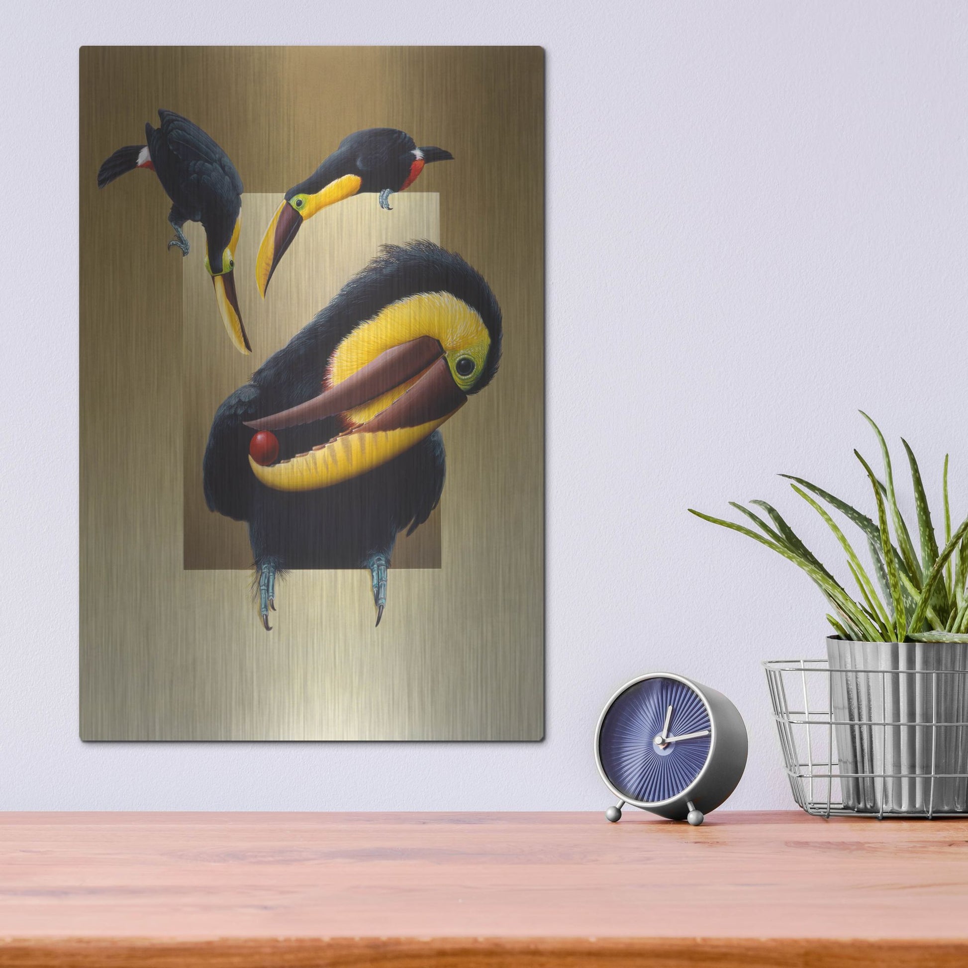 Luxe Metal Art 'Chestnut-Mandibled Toucans' by Harro Maass, Metal Wall Art,12x16