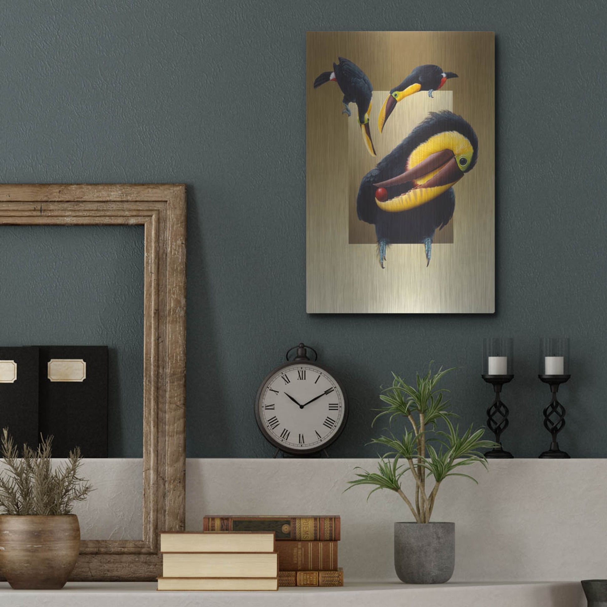 Luxe Metal Art 'Chestnut-Mandibled Toucans' by Harro Maass, Metal Wall Art,12x16