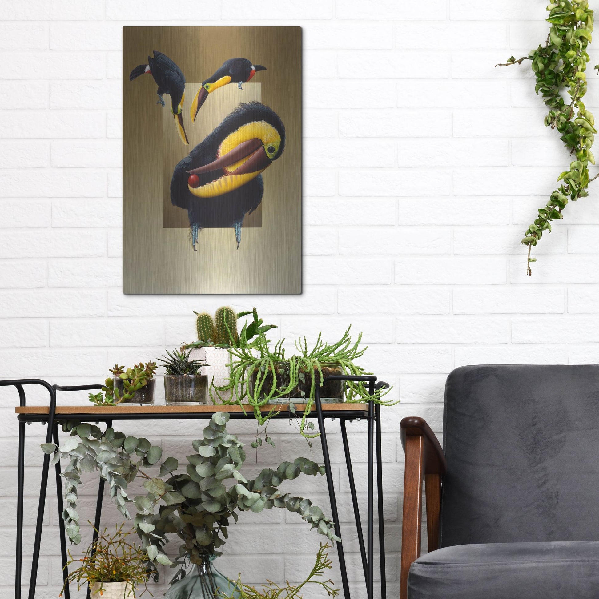 Luxe Metal Art 'Chestnut-Mandibled Toucans' by Harro Maass, Metal Wall Art,12x16