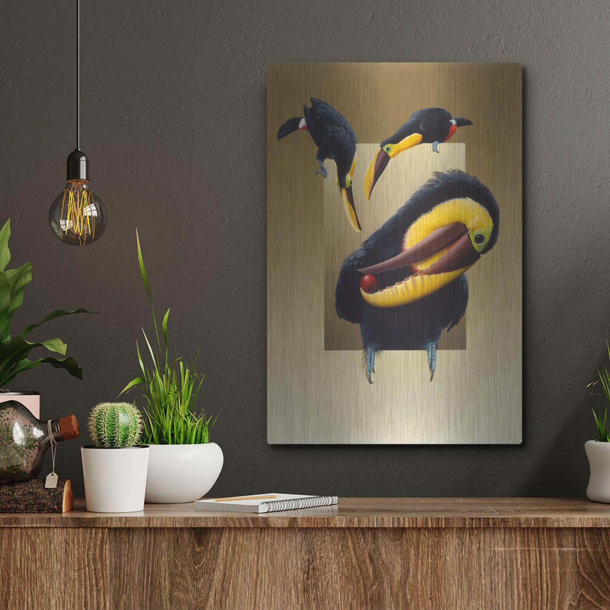 Luxe Metal Art 'Chestnut-Mandibled Toucans' by Harro Maass, Metal Wall Art,12x16