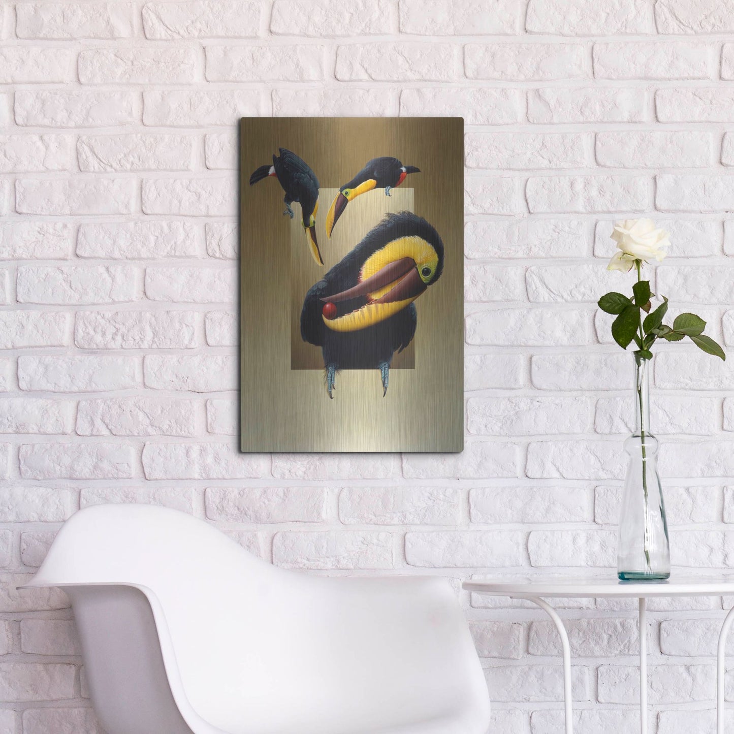 Luxe Metal Art 'Chestnut-Mandibled Toucans' by Harro Maass, Metal Wall Art,16x24