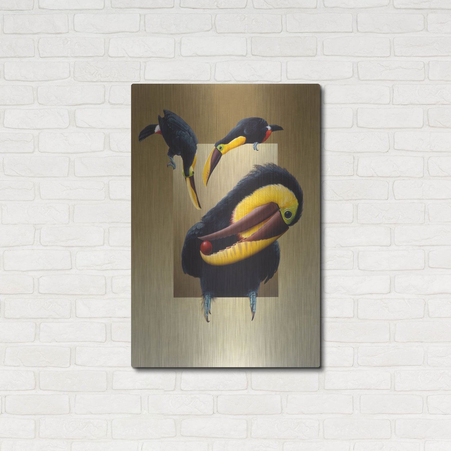 Luxe Metal Art 'Chestnut-Mandibled Toucans' by Harro Maass, Metal Wall Art,24x36