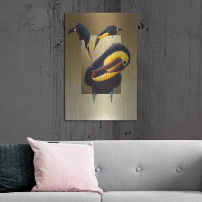 Luxe Metal Art 'Chestnut-Mandibled Toucans' by Harro Maass, Metal Wall Art,24x36