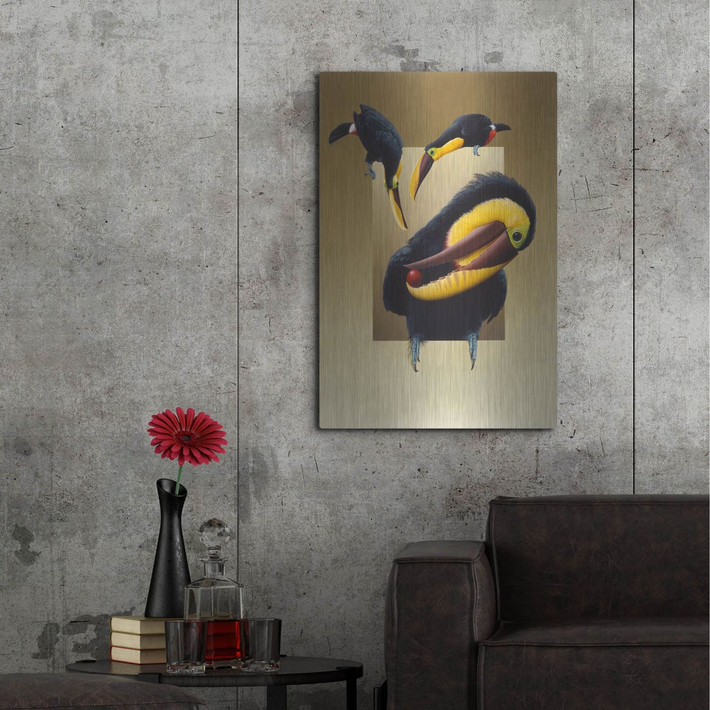 Luxe Metal Art 'Chestnut-Mandibled Toucans' by Harro Maass, Metal Wall Art,24x36