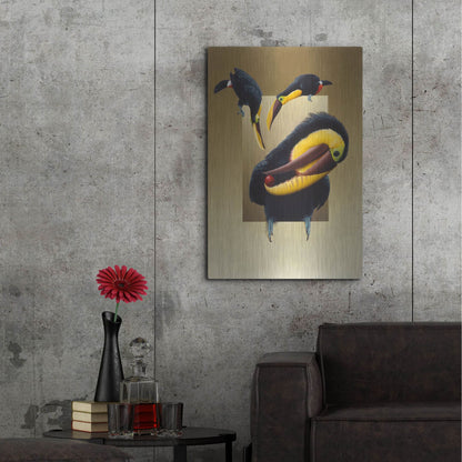 Luxe Metal Art 'Chestnut-Mandibled Toucans' by Harro Maass, Metal Wall Art,24x36