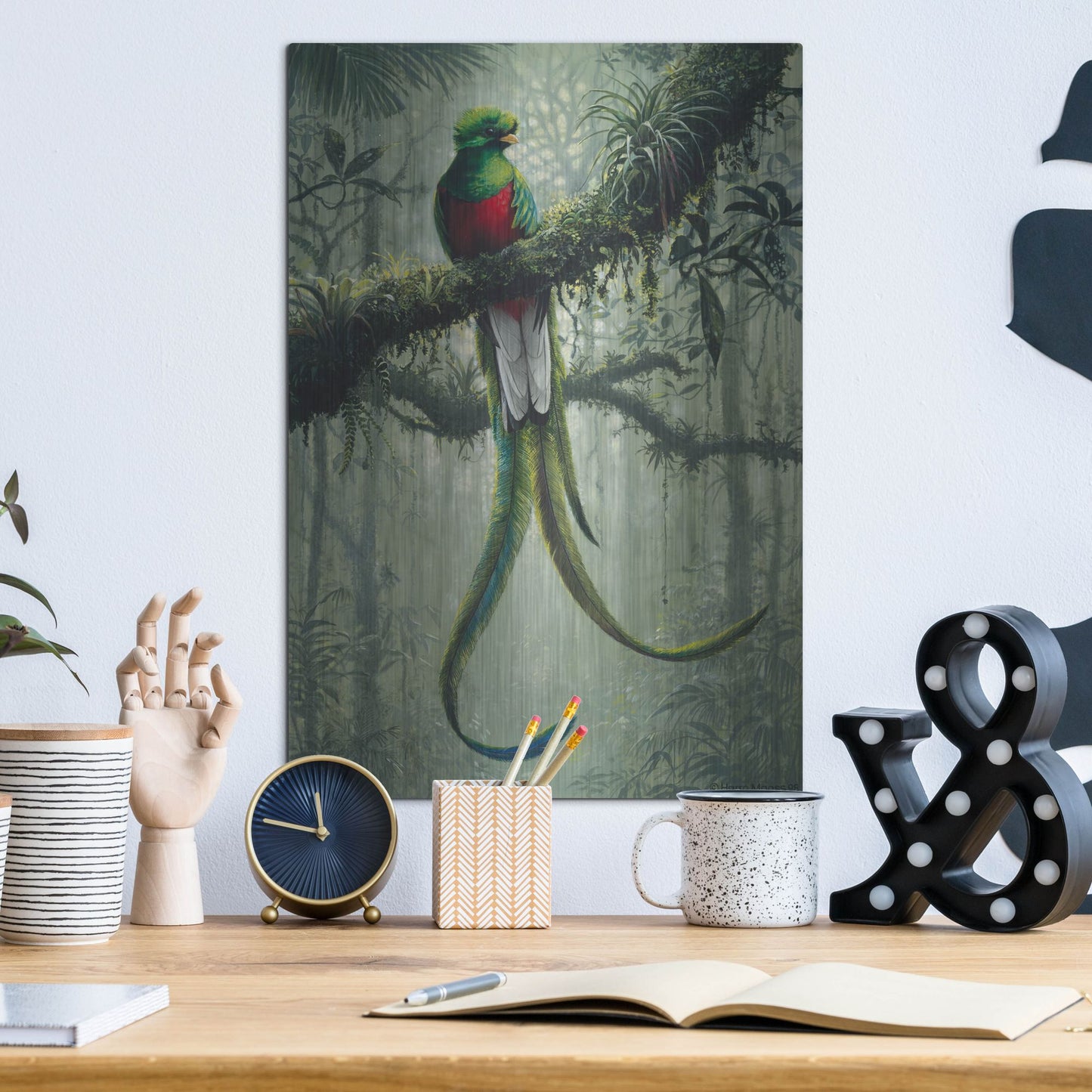 Luxe Metal Art 'Resplendent Quetzal 2' by Harro Maass, Metal Wall Art,12x16