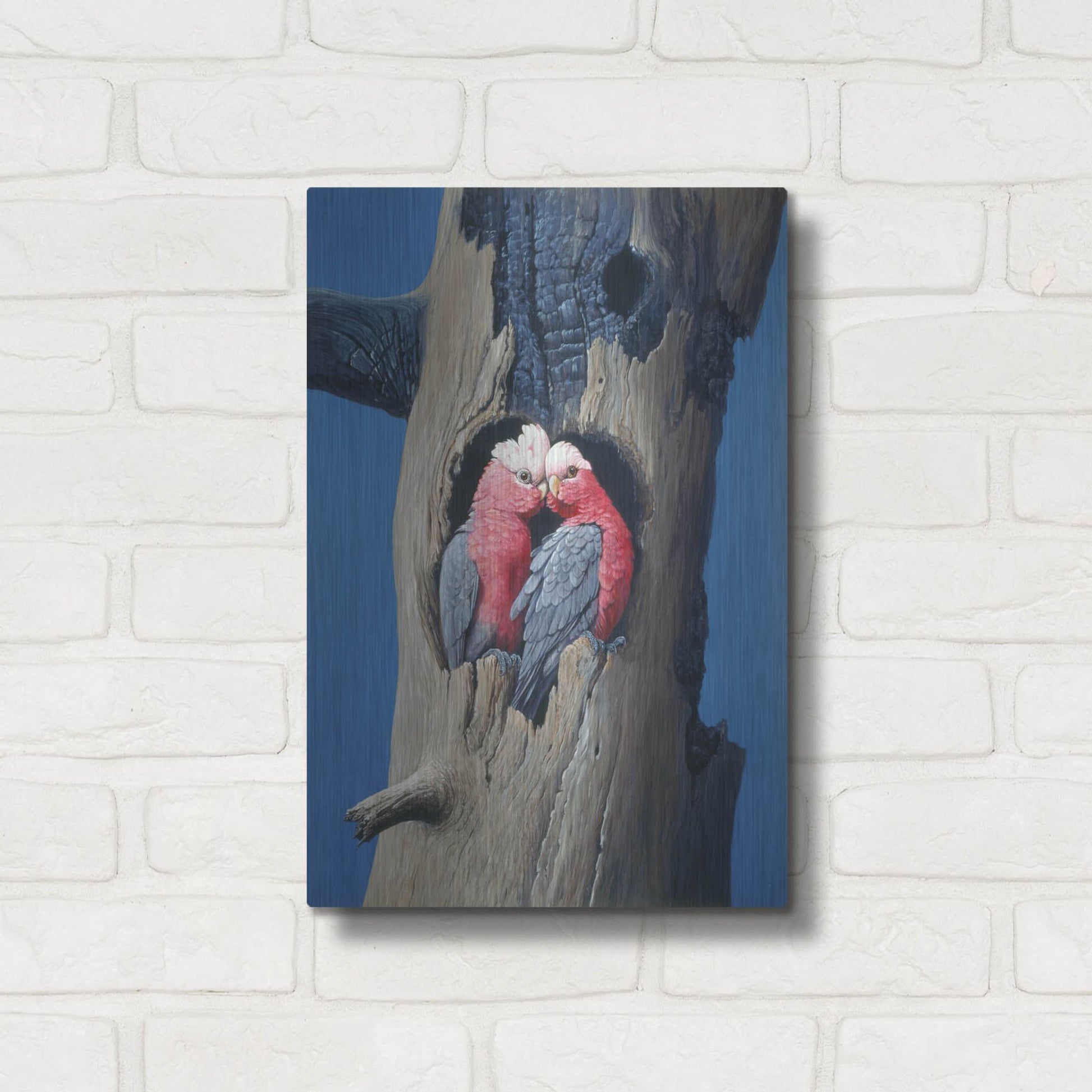 Luxe Metal Art 'Rosa Kakadu' by Harro Maass, Metal Wall Art,12x16