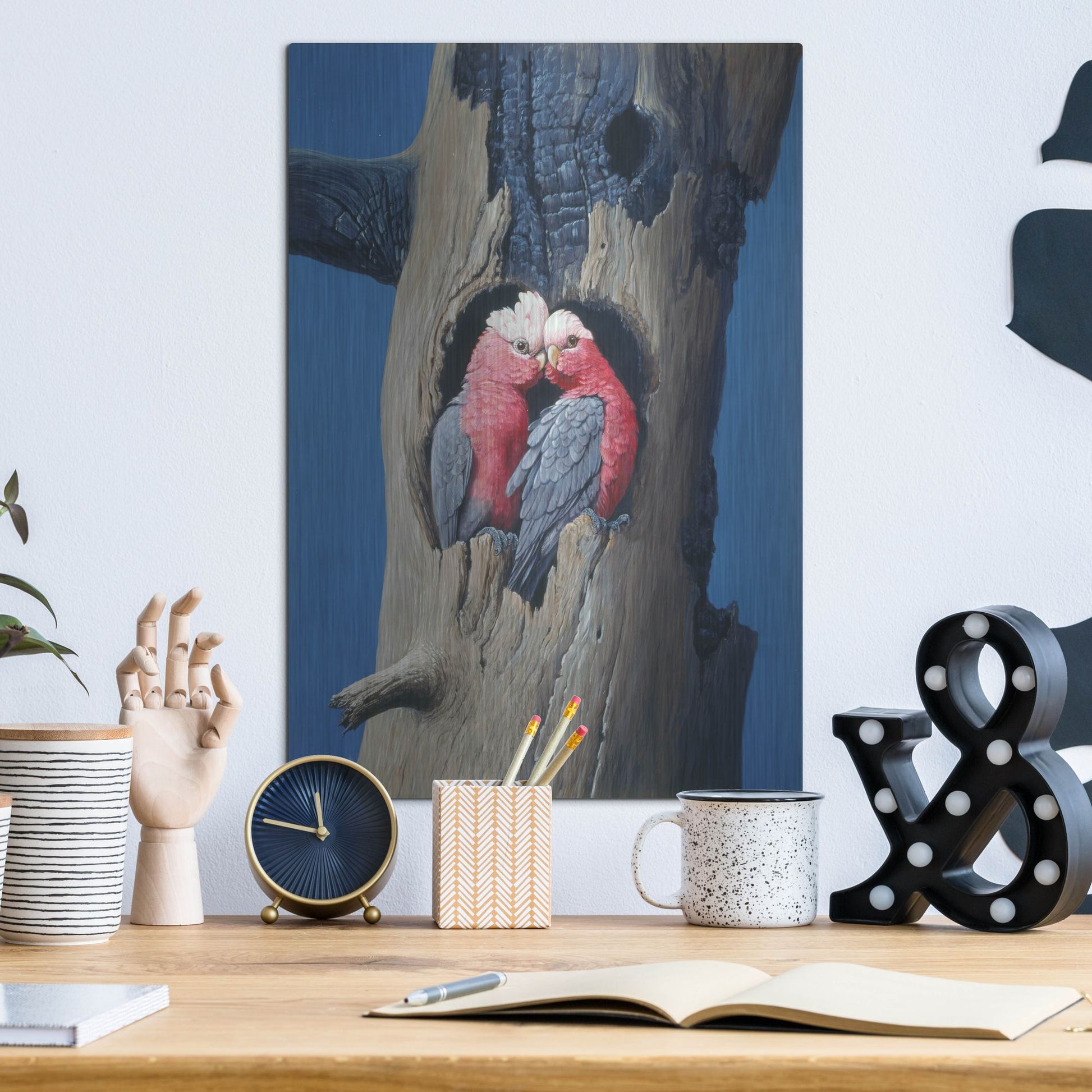 Luxe Metal Art 'Rosa Kakadu' by Harro Maass, Metal Wall Art,12x16