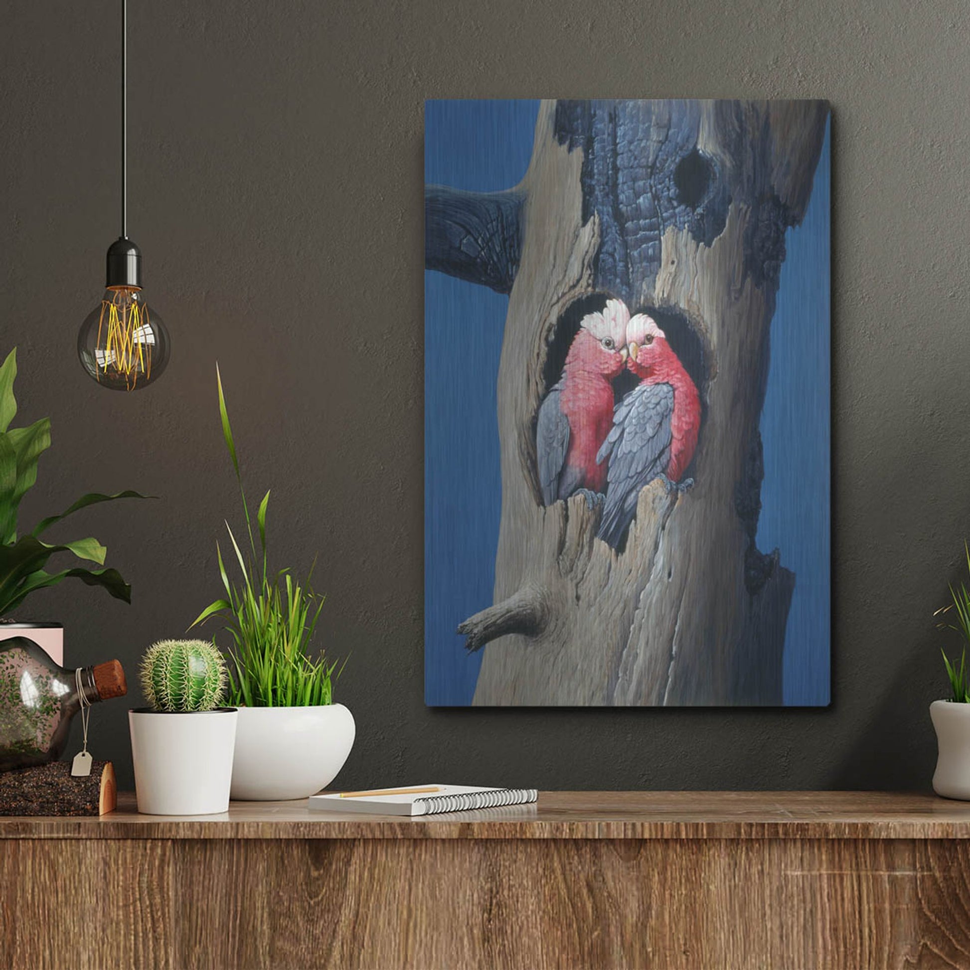 Luxe Metal Art 'Rosa Kakadu' by Harro Maass, Metal Wall Art,12x16