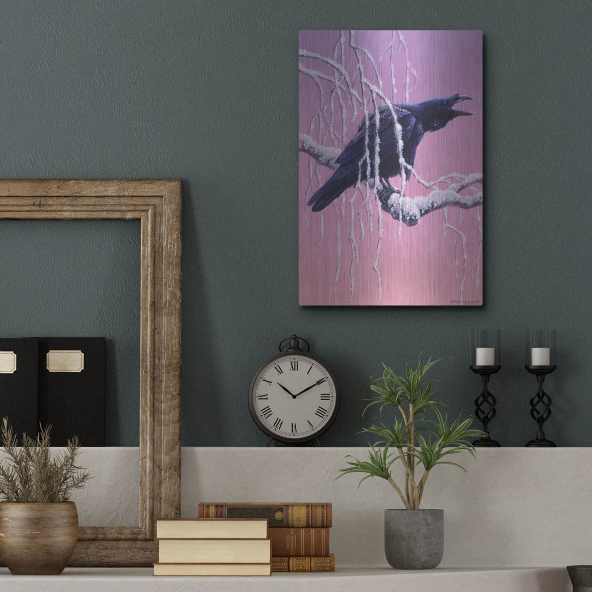 Luxe Metal Art 'Raven' by Harro Maass, Metal Wall Art,12x16