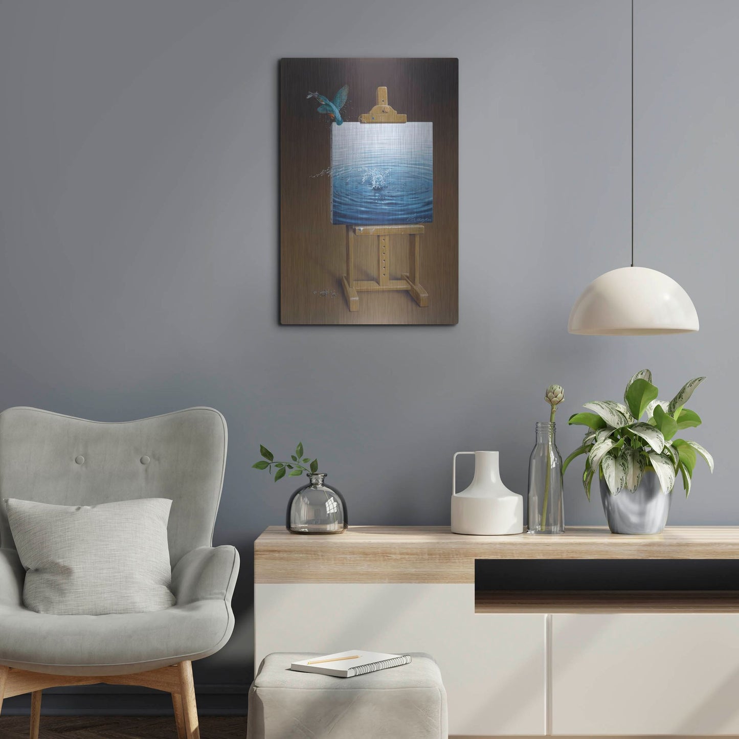 Luxe Metal Art 'European Kingfisher' by Harro Maass, Metal Wall Art,16x24