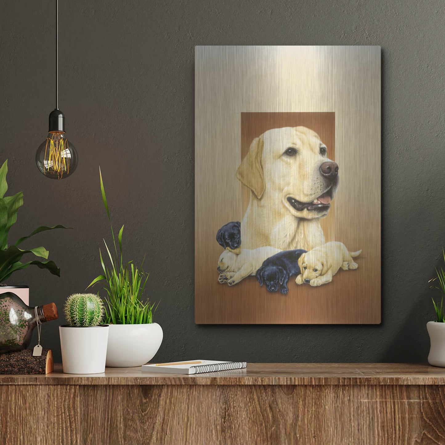 Luxe Metal Art 'Labradors' by Harro Maass, Metal Wall Art,12x16