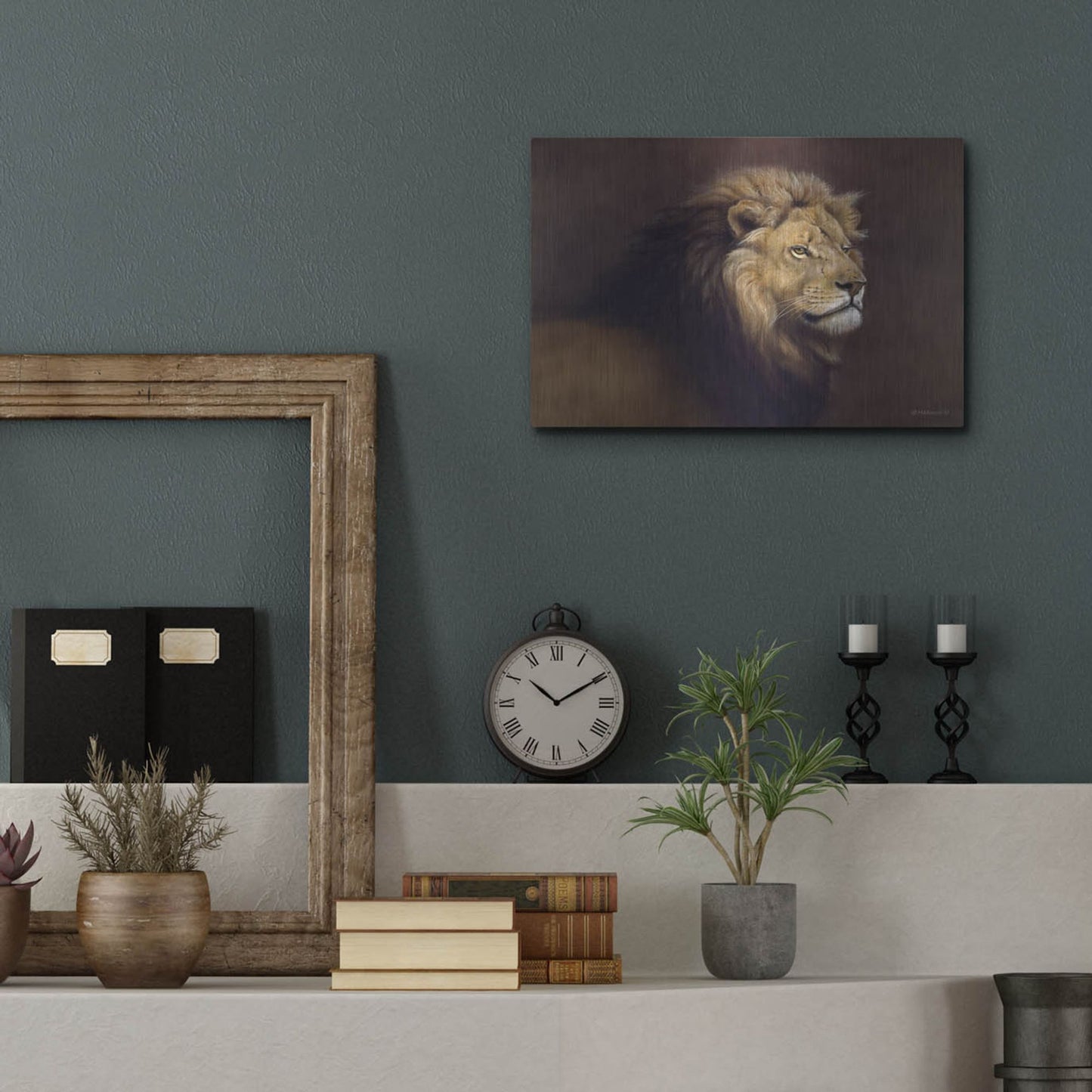 Luxe Metal Art 'Lion Male' by Harro Maass, Metal Wall Art,16x12
