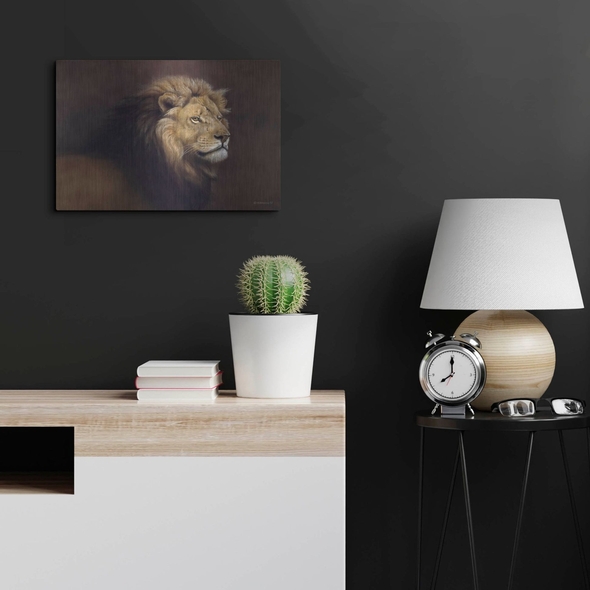 Luxe Metal Art 'Lion Male' by Harro Maass, Metal Wall Art,24x16