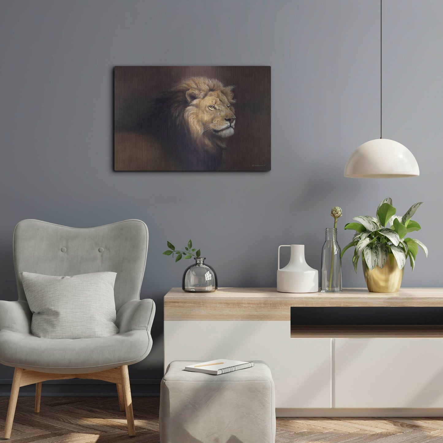Luxe Metal Art 'Lion Male' by Harro Maass, Metal Wall Art,24x16