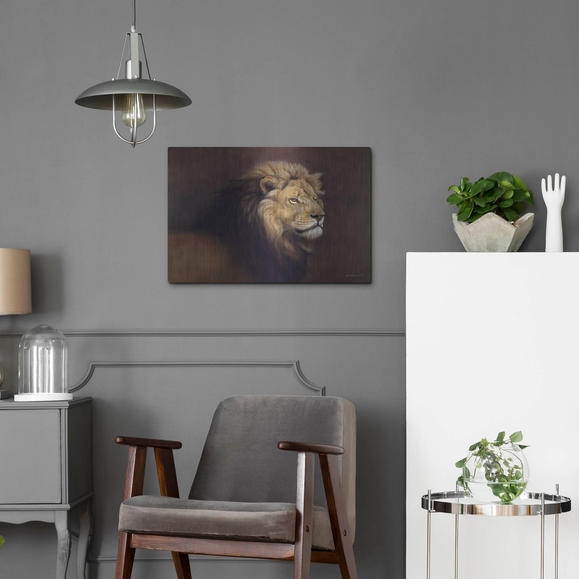 Luxe Metal Art 'Lion Male' by Harro Maass, Metal Wall Art,24x16